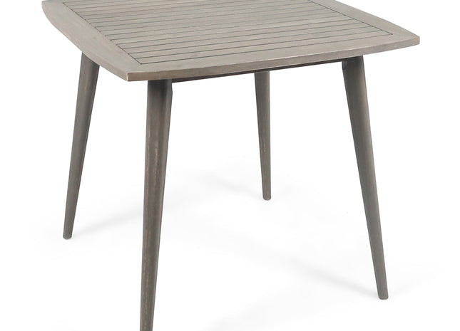 Modern Outdoor Square Acacia Wood Table with Straight Legs, Gray Finish, 35.5 x 35.5 x 30 Inches