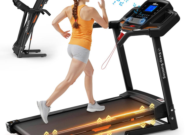 Foldable Treadmill with Incline, Folding Treadmill for Home Electric Treadmill Workout Running Machine, Handrail Controls Speed, Pulse Monitor,APP