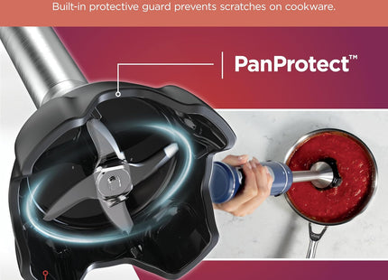 Ninja Immersion Blender and Whisk, Hand Stick Blender, 4 Speeds, with SplatterShield and PanProtect, 4-Cup Blending Vessel, Dishwasher Safe, 5-ft Cord, Ergonomic, Deep Navy, CI201ND