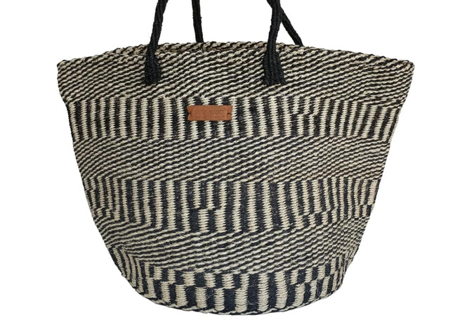 Balance Stripes Handmade Sisal Beach Market Sustainable Straw Basket Tote Bag