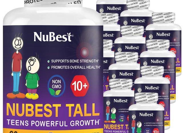 NuBest Tall 10+ Premium Bone Strength Formula, Enhanced Immunity and Overall Health for Age 10+ - Who Drink Milk Daily with Calcium, Vitamin D3, Vitamin K2, and Multivitamins - 60 Capsules