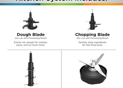 Ninja BN801 Professional Plus Kitchen System, 1400 WP, 5 Functions for Smoothies, Chopping, Dough & More with Auto IQ, 72-oz.* Blender Pitcher, 64-oz. Processor Bowl, (2) 24-oz. To-Go Cups, Grey