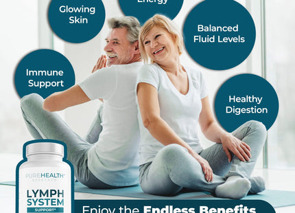 PUREHEALTH RESEARCH Lymph System Support Supplement - Lymphatic Drainage Supplement with Dandelion Extract, Cleavers, Burdock Powder - Reduce Swelling and Cleanse Lymph - 1 Bottle, Brown