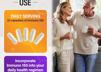 Immuno150 Immune Support Supplement, 150 Vegetable Capsules - Immunity Boost Packed with 70 Trace Minerals, 13 Essential Vitamins, Antioxidants, Herbs & Amino Acids - Immune System Booster for Adults