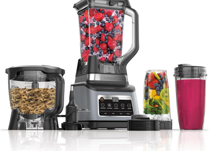 Ninja BN801 Professional Plus Kitchen System, 1400 WP, 5 Functions for Smoothies, Chopping, Dough & More with Auto IQ, 72-oz.* Blender Pitcher, 64-oz. Processor Bowl, (2) 24-oz. To-Go Cups, Grey