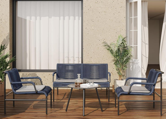 Modern Four Piece Patio Furniture Set with Comfortable Cushions