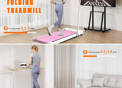 Under Desk Treadmill, Walking Pad, 2 in 1 Portable Treadmill with Handle Remote Control LED Display, Walking Jogging Machine for Home Office Use Pink