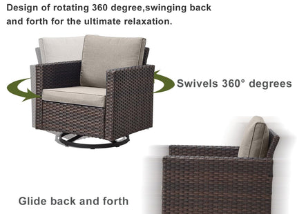 9 Piece Outdoor Patio Furniture Set with Swivel Rockers