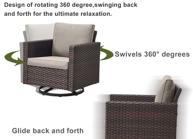 9 Piece Outdoor Patio Furniture Set with Swivel Rockers