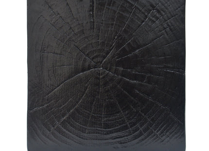 Wood-Look Square-Column MGO End Table,  H27.75',Wood-Like Distressed Finish, Mix with Different Heights, Indoor Outdoor Use,Black Color