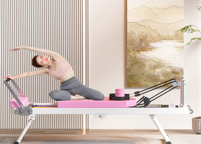 Pilates core bed, foldable home high quality, yoga studio with the same commercial fitness equipment, pink