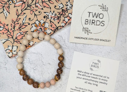 Gemstone Diffuser Bracelet - Oak Jasper + Riverstone + Rosewood