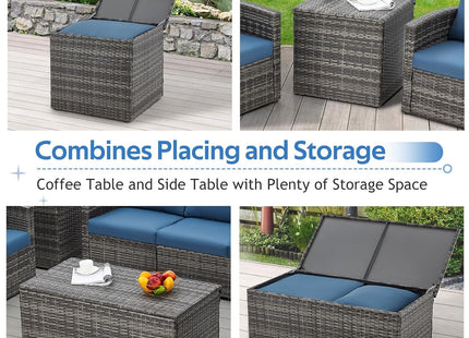 Seven Piece Outdoor Patio Furniture Set with Storage