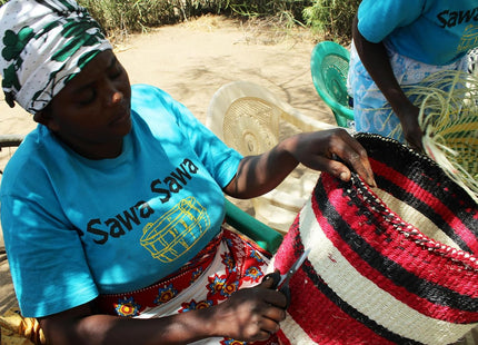 Balance Stripes Handmade Sisal Beach Market Sustainable Straw Basket Tote Bag