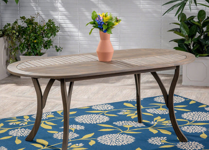 Acacia Wood 70' Dining Table - Stylish Gray Outdoor Table