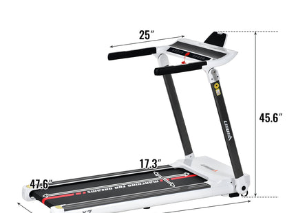 FITIME Portable Compact Treadmill with Electric Motorized 3.5HP, Bluetooth Speaker, White Metal, Medium Size