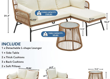 L Shaped Patio Furniture Set with Thick Cushions