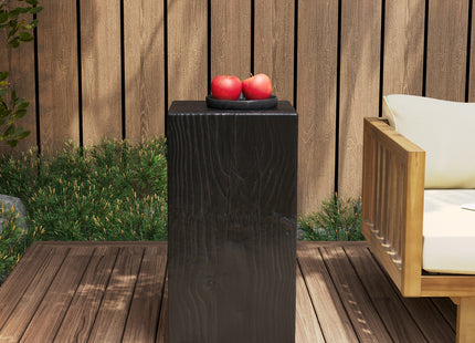 Wood-Look Square-Column MGO End Table,  H27.75',Wood-Like Distressed Finish, Mix with Different Heights, Indoor Outdoor Use,Black Color