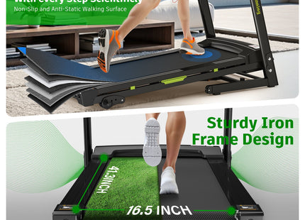 Foldable Treadmill with Incline, Folding Treadmill for Home Electric Treadmill Workout Running Machine, Handrail Controls Speed, Pulse Monitor,APP