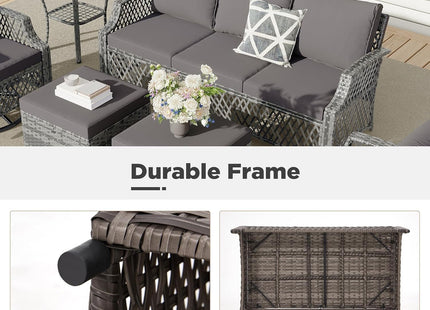 7 Piece Wicker Patio Furniture Set with Storage Coffee Table