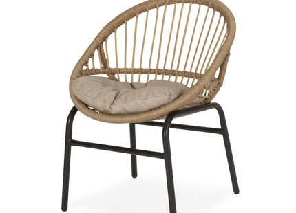 Outdoor Accent Chair with Curved Back and Basket Frame, Set of 2, Light Brown and Beige