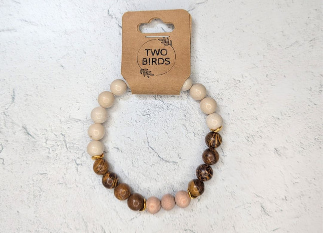 Gemstone Diffuser Bracelet - Oak Jasper + Riverstone + Rosewood