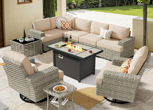 Outdoor Sectional Patio Furniture Set with Fire Pit