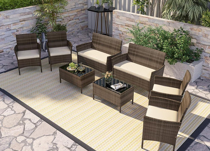 8-Piece Rattan Patio Furniture Set With Cushions