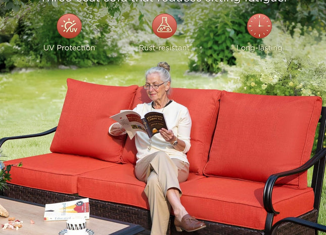 Patio Furniture Set with Fire Pit Table and Cushions