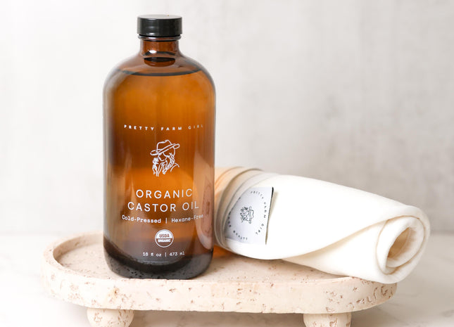 Organic Pure Castor Oil + Cloth Pack Bundle