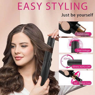 NICEBAY Airflow Styler, Titanium Hair Straightener & Curling Iron with Cooling Air Vents, 5 Temps, Dual Voltage & Auto Shutoff - Imperfect Box