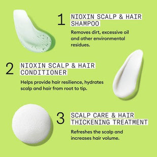 Nioxin System 2 Hair Thickening Natural & Untreated Hair Shampoo & Conditioner Kit 3ct - New