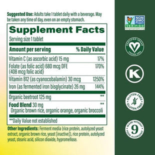 MegaFood Blood Builder Vegan Iron Supplement 60ct - New