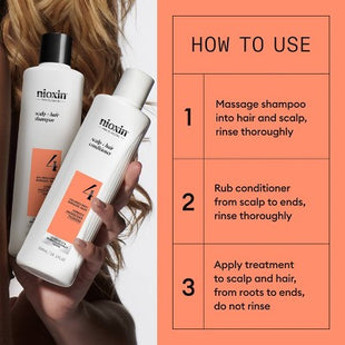 Nioxin System 4 Hair Thickening Colored & Damaged Hair Shampoo & Conditioner Kit 3ct - New