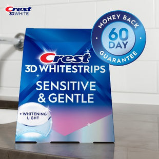 Crest 3DWhitestrips Sensitive + LED Light At-Home Teeth Whitening Kit 14 Treatments - Imperfect Box