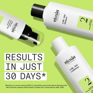Nioxin System 2 Hair Thickening Natural & Untreated Hair Shampoo & Conditioner Kit 3ct - New