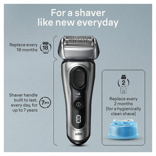 BRAUN SERIES 8-8567CC RECHARGEABLE WET & DRY SHAVER + SMARTCARE CENTER - Imperfect Box