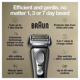 Braun Series 9-9465cc Pro Electric Foil Shaver with ProLift Beard Trimmer; Clean; Charge SmartCare Center - Imperfect Box