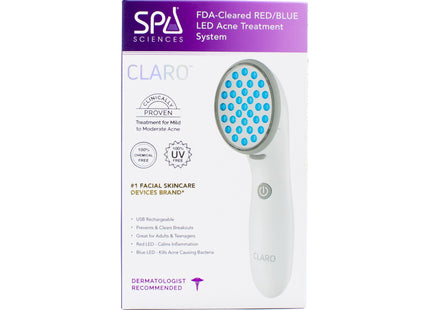 Spa Sciences CLARO Blue & Red LED Acne Treatment Light Therapy - New