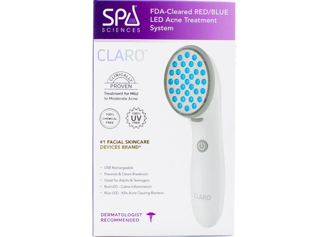 Spa Sciences CLARO Blue & Red LED Acne Treatment Light Therapy - New