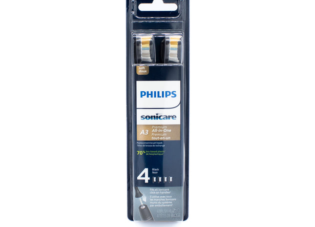 Philips Sonicare A3 Toothbrush Heads HX9094/95 Black 4 pack - New