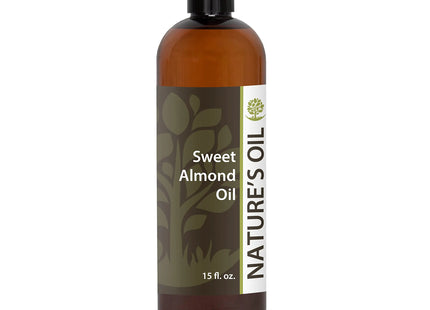 Natures Oil Sweet Almond Oil 15oz - 100% Pure Carrier For Massage Diluting Essential Oils Aromatherapy Hair & Skin Care Benefits Moisturizer & Softener