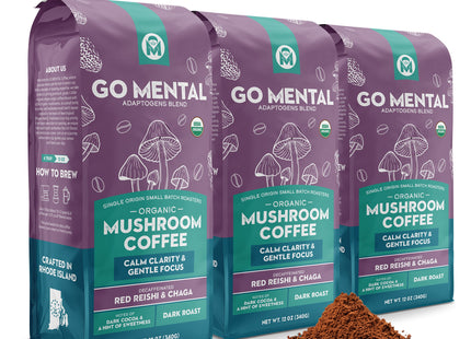 Decaffeinated Red Reishi & Chaga Mushroom Coffee Adaptogens Blend