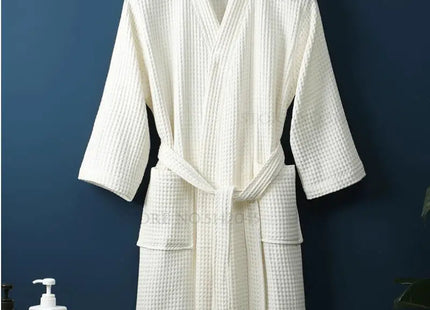 Adult Cotton Waffle Kimono Bathrobe Gown with Pocket Loungewear Sleepwear