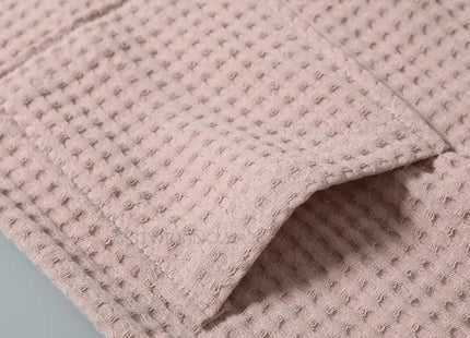 Adult Cotton Waffle Kimono Bathrobe Gown with Pocket Loungewear Sleepwear