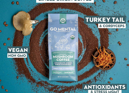 Turkey Tail & Cordyceps Mushroom Coffee Adaptogens Blend