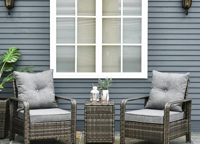 Three Piece Patio Furniture Set with Cushions and Table