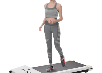 Soozier Under Desk Treadmill, Portable Walking Pad with Foldable Wheels, Remote Control, LED Display, 264 lbs Weight Capacity, White
