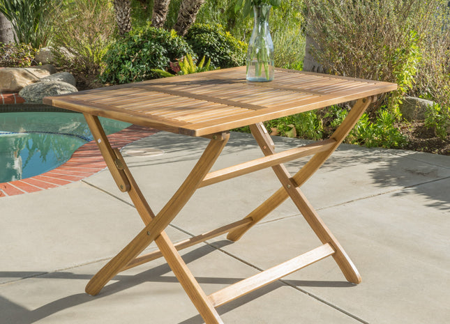 Blissique 43.5' Outdoor Foldable Wood Dining Table with Slat Design, Natural