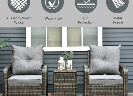 Three Piece Patio Furniture Set with Cushions and Table